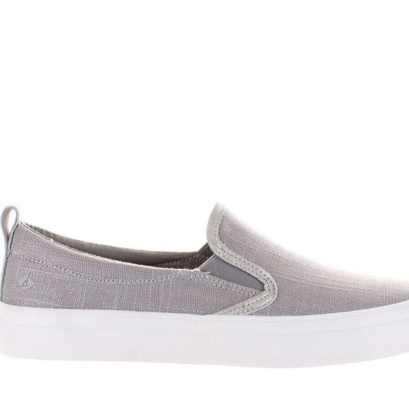 NWT SPERRY TOP SIDER WOMEN'S CREST TWIN GORE GREY LINEN CANVAS SNEAKER 5.5 - Picture 4 of 12